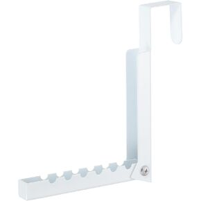 HARFINGTON Over The Door Hooks Iron Foldable Over Door Drying Laundry Rack Hooks for Hanging Clothes Over Door Towel Racks with 6 Groves for Bathroom Behind Back of Door, White