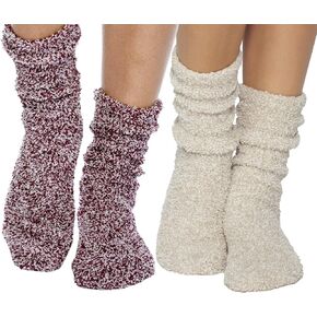 Barefoot Dreams CozyChic Women Heathered Socks, Crew Socks, Plush Socks, Loungewear, Warm Toes, Fuzzy Socks, (Set of 2)