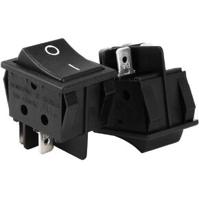uxcell 10Pcs AC 20A/125V 22A/250V 4 Terminal 2 Position DPST Boat Rocker Switch Black