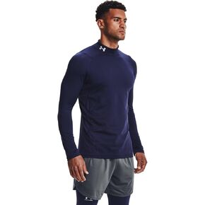 Under Armour - Mens ColdGear Armour Fitted Mock Long-Sleeve T-Shirt, Color Midnight Navy (410), Size: X-Large x Tall