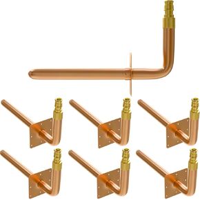 10 Packs Copper Pex Stub Out,1/2 Inch Pex-A Expansion F1960 Pex Stub Out,Copper Stub Out Elbow With Wall Flange,Copper Pipe Lead-Free,1/2" X 6" Plumbing Flange,Copper Pipe Flange