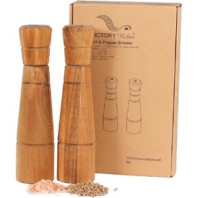 Wood Salt and Pepper Grinder Set of 2, Wooden Pepper Mill Grinder, Wooden Salt and Pepper Shakers with Adjustable Coarseness, Acacia Salt and Pepper Grinder Set for Salt, Pepper, Cloves
