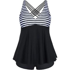 Aqua Eve Plus Size Swimsuits with Shorts Two Piece Tankini for Women Flowy Bathing Suits Athletic Swimwear