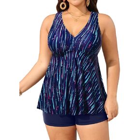 Aqua Eve Plus Size Swimsuits with Shorts Two Piece Tankini for Women Flowy Bathing Suits Athletic Swimwear in Saudi Arabia