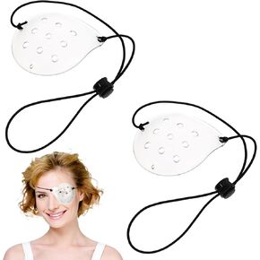 Bewudy 2 Pcs Eye Shield After Cataract Surgery, Clear Eye Patch with Adjustable Strap, Breathable Eye Surgery Coverings Eye Protection Eye Care Supplies