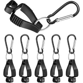 Jetec 6 Pcs Glove Clips for Work Glove Holder Grabber Safety Clips for Holding Gloves Construction Work Accessories Helmets Hanger Clamp, Black