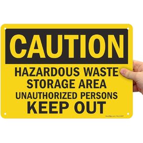 SmartSign "Caution - Hazardous Waste Storage Area, Keep Out" Sign | 10" x 14" Aluminum