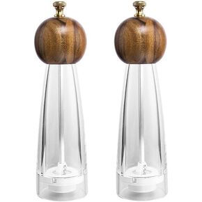 2 PCS طاحونة الفلفل الخشبي ومجموعة طاحونة الملح -8.7 بوصة -جوهر طحن القريمة للضبط من قابلة للتعديل من طاحونة خشبية من الخشنة إلى طحن -كوا -طاحونة بيبر لمطبخك. in Kuwait