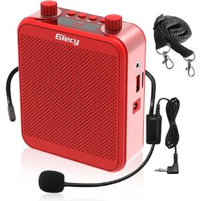 Voice Amplifier, Giecy 30W 2800mAh Rechargeable Personal Voice Amplifier with Microphone Headset, Portable Speaker for Multiple Locations Classroom, Meetings and Outdoors (G300-Red)