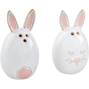 Mud Pie Bunny Salt and Pepper Set, 2" dia x 3.5", WHITE