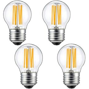 G45 LED Edison Bulb Dimmable 6W LED Filament Light Bulb 60W Equivalent Warm White 2700K Clear Glass E26 Base Decorative Vintage Globe Bulb for Pendent Chandelier Home Lighting, AC110V(4 Pack)