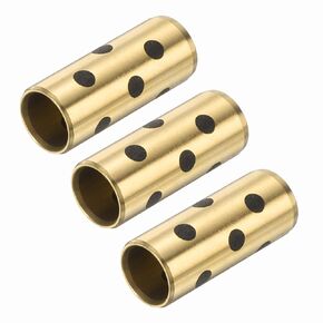 uxcell 3pcs Sleeve Bearings 8mm Bore x 10mm OD x 25mm Height, Wrapped Oilless Bushings Brass Graphite, JDB Oilless Graphite Lubricating Cast Brass Bushing