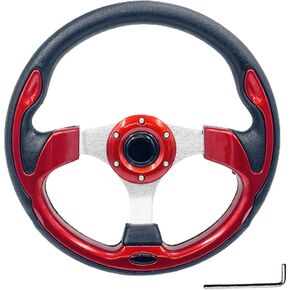 Universal 12.5"Red Golf Cart Steering Wheel for Golf Cart Club Car EZGO RXV and TXT, Yamaha, Precedent Tempo, DS