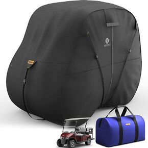 2/4/6 Passenger Golf Cart Cover Fits for Yamaha EZGO Club Car, 420D Waterproof Durable Polyester Golf Cart Cover with 2 Zipper Doors - Black