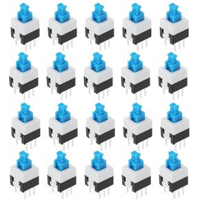 20Pcs 7x7mm Tactile Push Button Switch Self-Lock Tactile Switch 6 Pin Micro Switch DPDT Mini Push Button Switch Rated 0.1A/30VDC