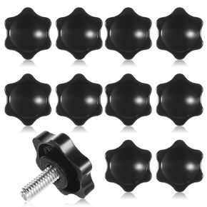 10 PCS Star Hand Knob, 1/4''-20 Thread Knob Screw Knobs Threaded Post Black Plastic Hex Shaped Clamping Knob Handle for Replacing Umbrella Base