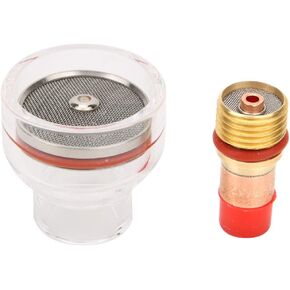 TIG Torch Glass Cup WP Welding Torch Kit, Stubby Collets Body Gas Lens Welding Accessory for WP 17 18 26, High Heat Welding Torch Glass Cup with Washer and Silicone Ring (3/32in)
