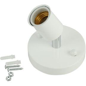 E26 180 Degree Modern Adjustable Ceiling Lamp Wall Mounted Light Bulb Holder Socket (White)