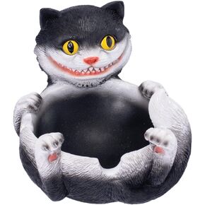 Black Large Trippy Cat Premium Polystone Ashtray by Fujima Ashtray for Outdoor/Indoor/Patio/Home Decor Use Ash Holder for Smokers Cigarettes Unique Ashtray Height 3.4 x Length 5