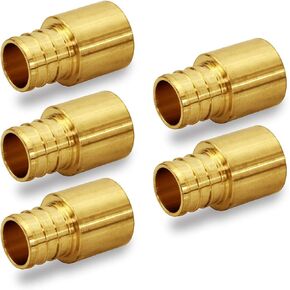 QTGB1258-5 Female Sweat Copper Adapter X Pex Barb Pipe Fitting, 1/2 x 5/8, Brass