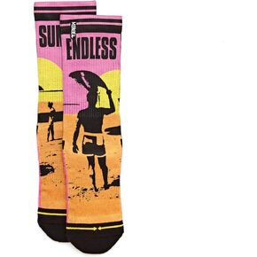 MERGE4 Endless Summer Orange Surf Art Unisex Crew Sock