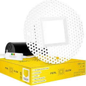 4 inch Trimless Slim Square Downlight Luminaire, White Finish, LED Recessed Light Fixtures -15W=150W Dimmable IC Rated - CRI 90+, 1350 Lumens, ETL Listed, 5CCT 2700K|3000K|3500K|4100K|5000K