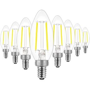 Energetic Dimmable E12 LED Classic Candelabra Clear Light Bulb, Equivalent 60W, 550 lumens, Daylight 5000K, Filament Clear Glass Candelabra B11 Bulb, UL Listed Pack of 8
