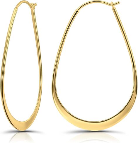Hoops & Loops 925 Sterling Silver Oval Flat Thin Large 44mm (1.73 in) High Polished Lightweight Click-Top Hoop Earrings for Women and Teen Girls in Kuwait