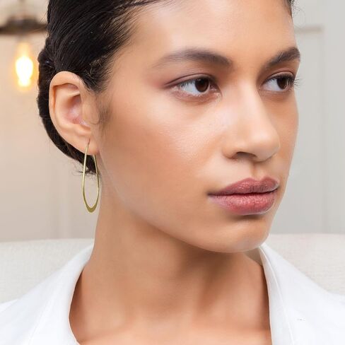 Hoops & Loops 925 Sterling Silver Oval Flat Thin Large 44mm (1.73 in) High Polished Lightweight Click-Top Hoop Earrings for Women and Teen Girls in Kuwait