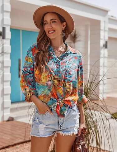 Ekouaer Women's Beach Bikini Cover-up Long Roll-up Sleeve Beach Shirt Bathing Suit Cover Up in Saudi Arabia
