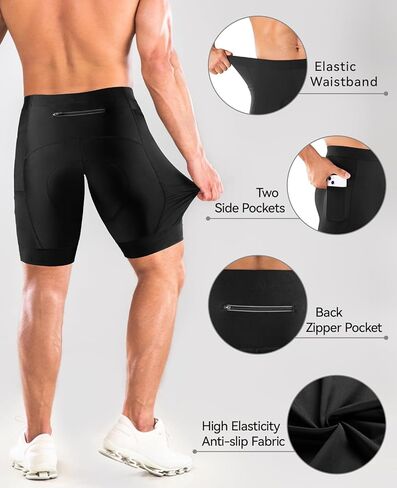 شورت Niksa للدراجات الرجال ، الطريق ثلاثي الأبعاد على الطريق وسروال دراجة جبلية ، تنفس وجاف سريع مع 3 جيوب دورة قصيرة xx-large أسود in Kuwait