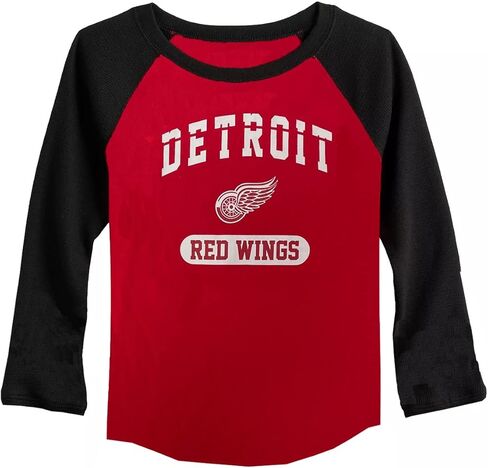 Outerstuff Detroit Red Wings Juniors Girls 4-16 Waffle Raglan Long Sleeve T-Shirt in Saudi Arabia