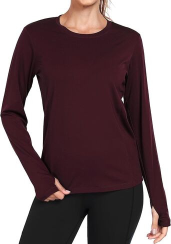 Long Sleeve Workout Shirts for Women Athletic Running Quick Dry T Shirts Basic Crewneck Tops in Saudi Arabia