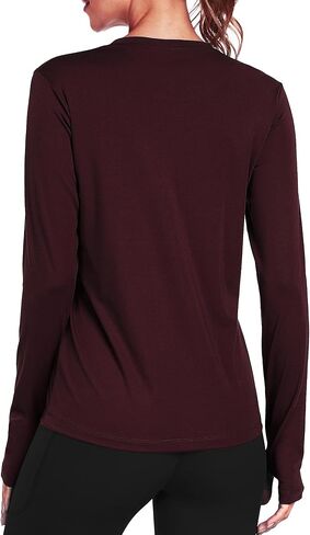 Long Sleeve Workout Shirts for Women Athletic Running Quick Dry T Shirts Basic Crewneck Tops in Saudi Arabia