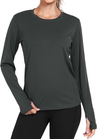 Long Sleeve Workout Shirts for Women Athletic Running Quick Dry T Shirts Basic Crewneck Tops in Kuwait