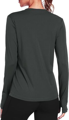 Long Sleeve Workout Shirts for Women Athletic Running Quick Dry T Shirts Basic Crewneck Tops in Kuwait