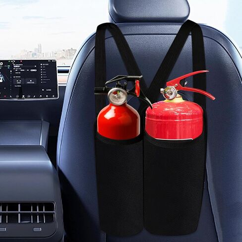 Klmnop 2 حزمة حامل حريق حريق ، حامل مطفأة حريق السيارة ، حقيبة مطفأة حريق متعددة الوظائف لمقعد السيارة (أسود) in Kuwait