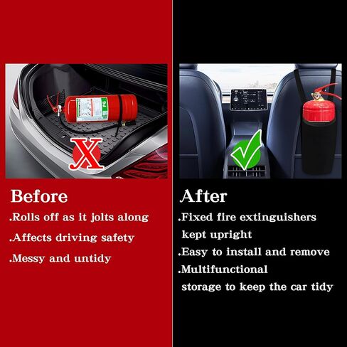 Klmnop 2 حزمة حامل حريق حريق ، حامل مطفأة حريق السيارة ، حقيبة مطفأة حريق متعددة الوظائف لمقعد السيارة (أسود) in Kuwait