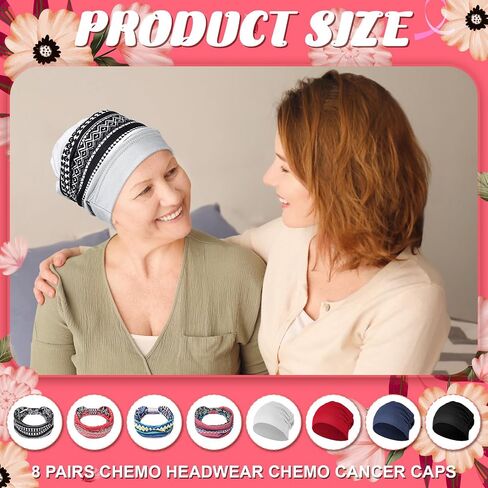 4 Set Women Chemo Headwear with Turban Headband Slouchy Beanie Hat Stretch Cancer Head Wraps for Patient in Saudi Arabia