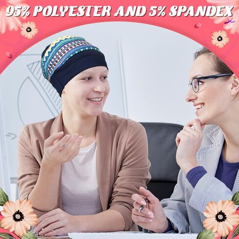 4 Set Women Chemo Headwear with Turban Headband Slouchy Beanie Hat Stretch Cancer Head Wraps for Patient in Saudi Arabia