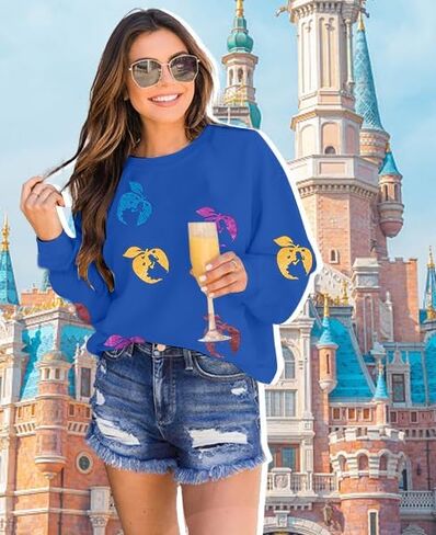 Vilove Magic Kingdom Sweatshirts for Womet Glitter Tshirt tshirt لطيف الأميرة الرسم in Kuwait