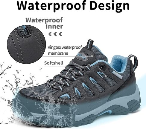 شولوك المشي لمسافات طويلة أحذية النساء | أحذية مقاومة للماء للنساء | مريحة وخفيفة الوزن وغير انزلاق | أحذية المشي لمسافات طويلة للسيدات في المشي في التخييم التنس الرياضي الأحذية الرياضية الرمادية الأزرق 8.5 in Kuwait