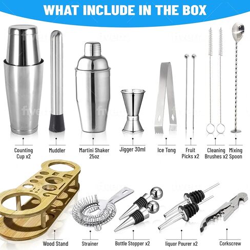 مجموعة Pame Bartender Kit - مجموعة الكوكتيل المصنوعة من الفولاذ المقاوم للصدأ - مجموعة النادل المزيج ث/بوسطن وأوروبية شاكر مجموعة - إكسسوارات بار - خلاط الشراب و muddler للكوكتيل - 18 -PC بار مجموعة الأساسيات in Saudi Arabia