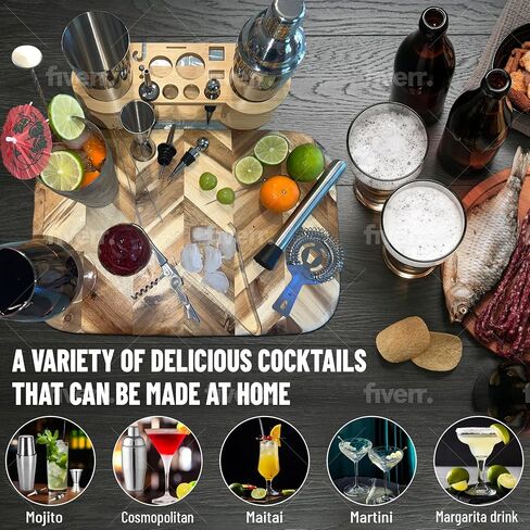 مجموعة Pame Bartender Kit - مجموعة الكوكتيل المصنوعة من الفولاذ المقاوم للصدأ - مجموعة النادل المزيج ث/بوسطن وأوروبية شاكر مجموعة - إكسسوارات بار - خلاط الشراب و muddler للكوكتيل - 18 -PC بار مجموعة الأساسيات in Saudi Arabia