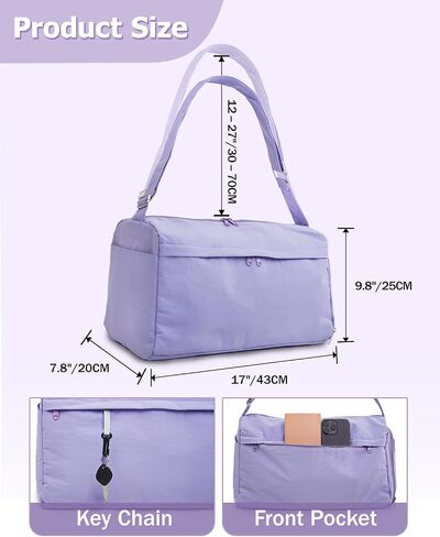 Small Gym Bag for Women with Shoe Compartment Sports Duffle Bag Men with Wet Pocket and Bottle Pocket Lightweight for Travel Workout, Black in Saudi Arabia
