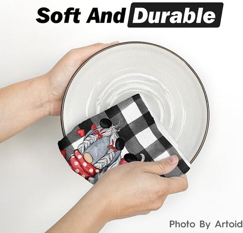 وضع Artoid Mode Buffalo Plaid Gnomes Love Valentine's Day Batch Faceels Facels ، 18 × 26 بوصة من مناشف زفاف الزفاف. in Kuwait