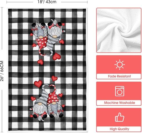 وضع Artoid Mode Buffalo Plaid Gnomes Love Valentine's Day Batch Faceels Facels ، 18 × 26 بوصة من مناشف زفاف الزفاف. in Kuwait