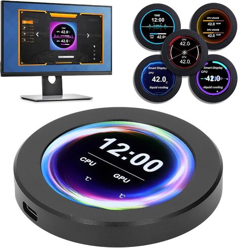 2.1in AIO Display Screen, AIO RGB CPU Liquid Cooler Screen, LCD Screen CPU Temp Monitor for CPU Liquid Cooler, All in one Liquid Cooler Circular LCD Display for PC Computer in Saudi Arabia