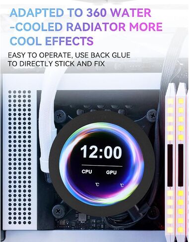 2.1in AIO Display Screen, AIO RGB CPU Liquid Cooler Screen, LCD Screen CPU Temp Monitor for CPU Liquid Cooler, All in one Liquid Cooler Circular LCD Display for PC Computer in Saudi Arabia