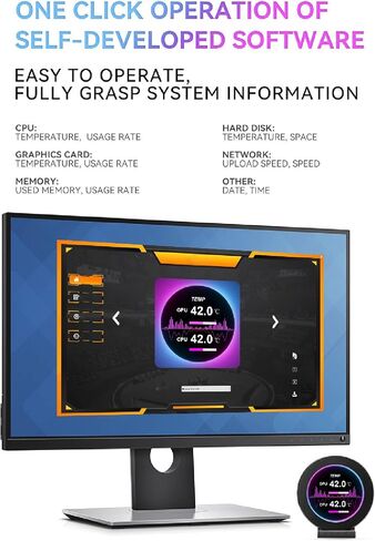 2.1in AIO Display Screen, AIO RGB CPU Liquid Cooler Screen, LCD Screen CPU Temp Monitor for CPU Liquid Cooler, All in one Liquid Cooler Circular LCD Display for PC Computer in Saudi Arabia